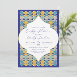 Convite Azulejos marroquinos Ouro azul