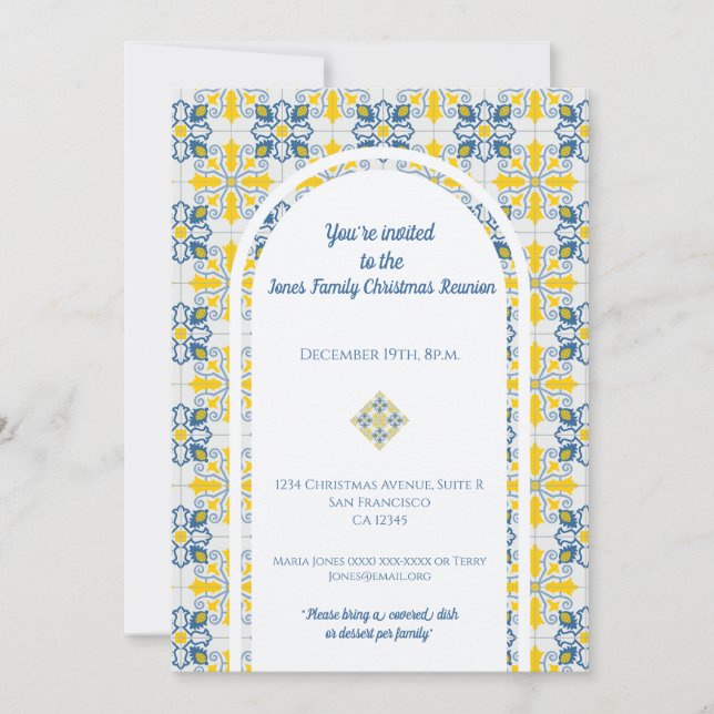 Convite Azulejos portuguesas para a reunião de Natal da fa (Frente)