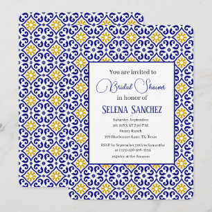Convite Azulejos Portugueses - Chá de panela Floral de Aqu