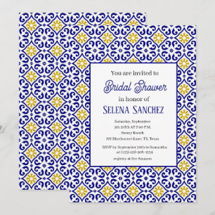 Convite Azulejos Portugueses - Chá de panela Floral de Aqu