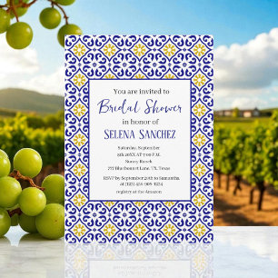 Convite Azulejos portugueses Chuveiro Nupcial Floral Aquar
