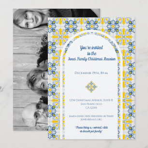 Convite Azulejos portugueses Foto do Natal da família