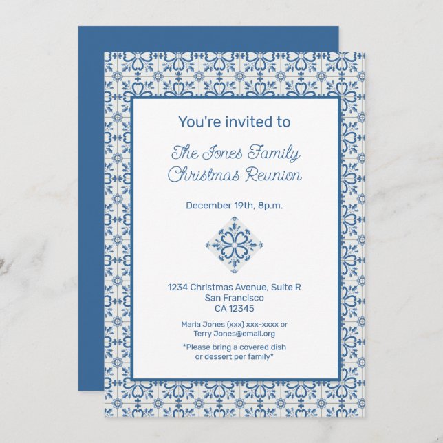 Convite Azulejos portugueses Holly deixa quadro (Frente/Verso)