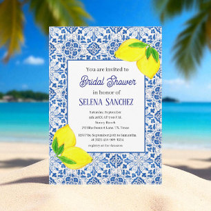 Convite Azulejos Portugueses Limões Chá de panela de Aquar