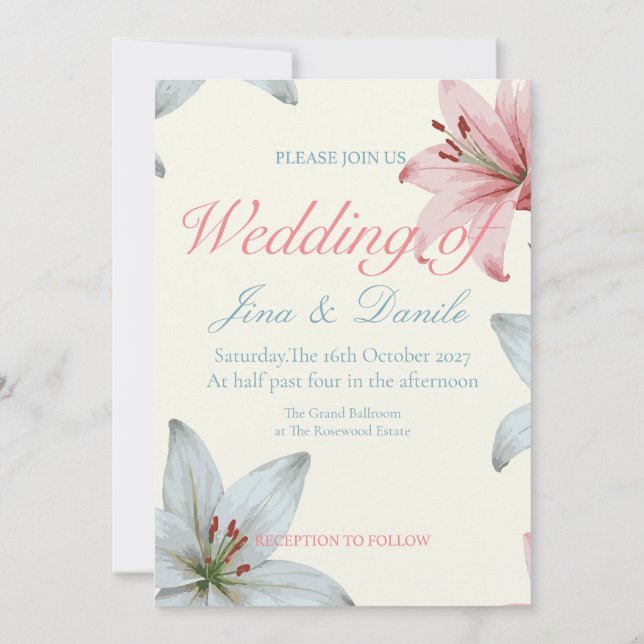 Convite Azure Bloom V02 (Verso)