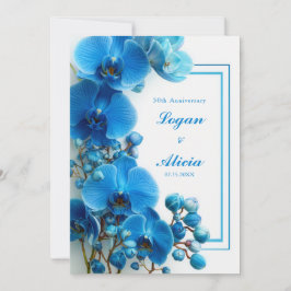 Convite Azure Blue Orchid Minimalist Floral Wedding