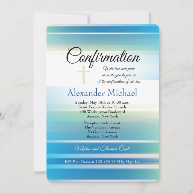 Convite Azure da confirmação do céu (Frente)