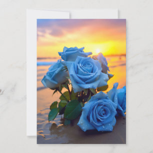 Convite Azure Romance: Rosas Sunset Casados Invita