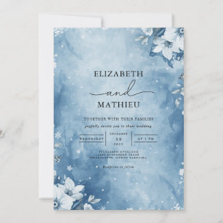 Convite Azure Winter Bloom Wedding