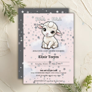 Convite Baa-baa Um Pequeno Chá de fraldas De Estrelas De L