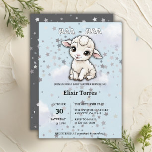 Convite Baa-baa Um Pequeno Chá de fraldas De Estrelas De L
