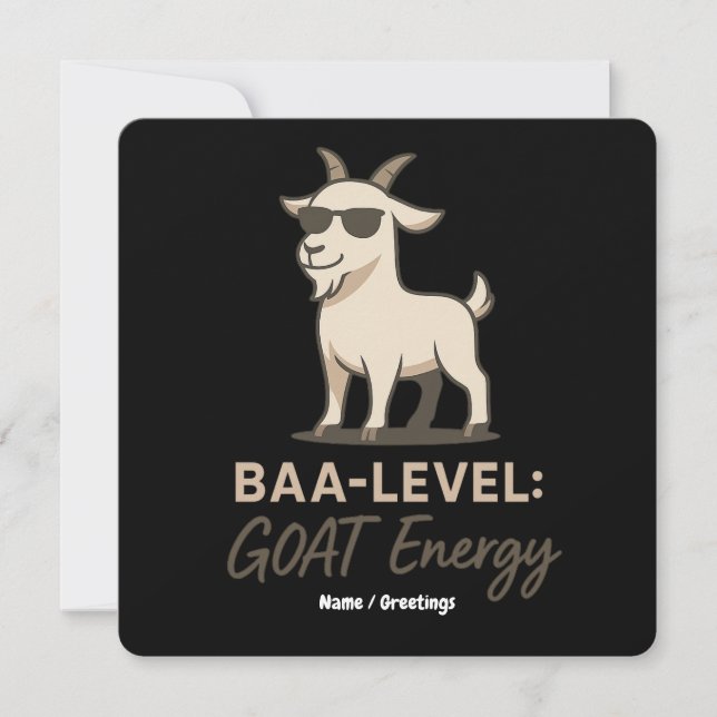 Convite  Baa-Level: GOAT Energy Funny Cool Goat Pun (Frente)
