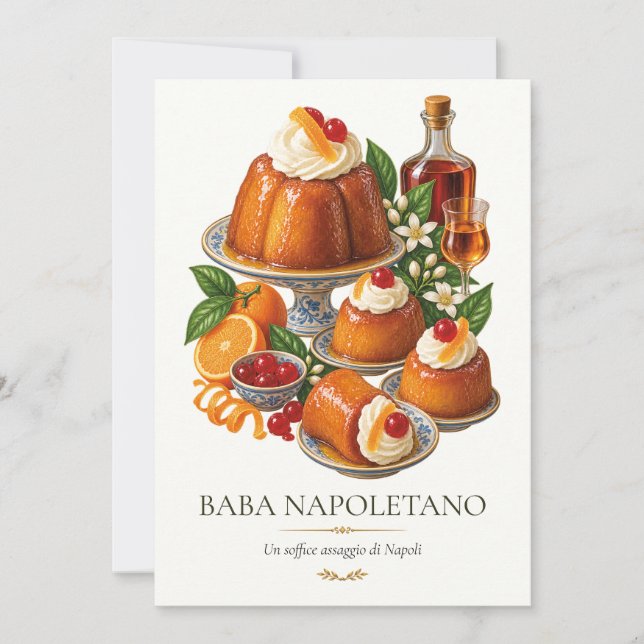 Convite Baba Napoletano – Vintage Italian Dessert (Frente)