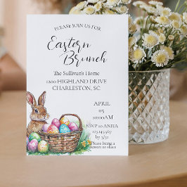 Convite Babá no cesto com ovos Páscoa Brunch
