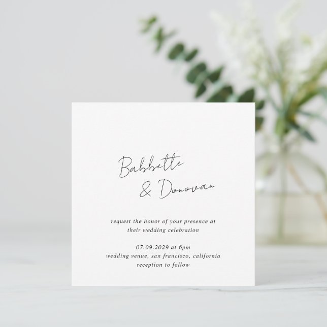 Convite Babbette Minimalista Moderno Casamento (Em pé/Frente)