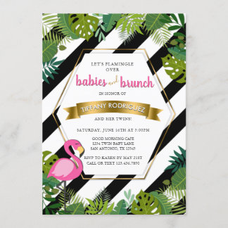 Convite Babies e Brunch Baby Brunch Flamingo Chá de fralda