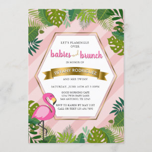 Convite Babies e Brunch Baby Brunch Flamingo Chá de fralda
