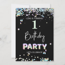 Convite *~* BABY 1 rua Um Primeiro Balão do Arco-íris Aniv