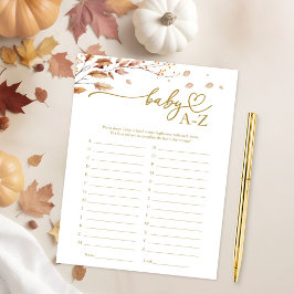 Convite Baby A-Z Game Fall Chá de fraldas