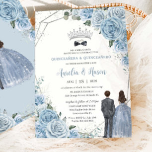 Convite Baby Baby Azul Floral Gêmeos Menino Menina Quincea