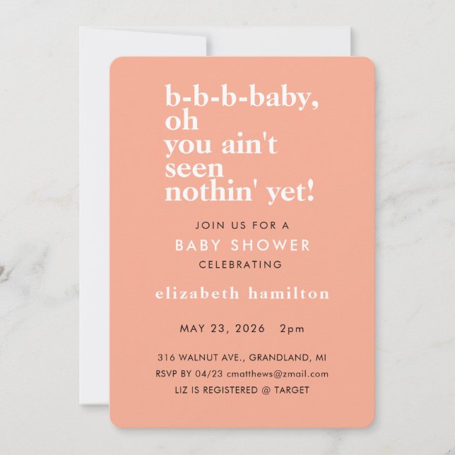 Convite Baby Baby Bold Text Baby Shower Invitation (Frente)