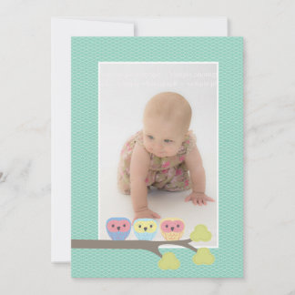 Convite Baby Baptism Christening Aqua Owls Foto Convide