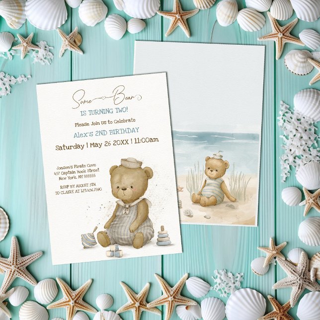 Convite Baby Bear Sailor Birthday (Criador carregado)