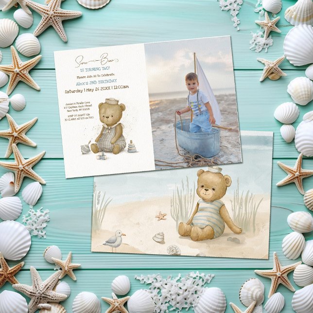 Convite Baby Bear Sailor Birthday (Criador carregado)