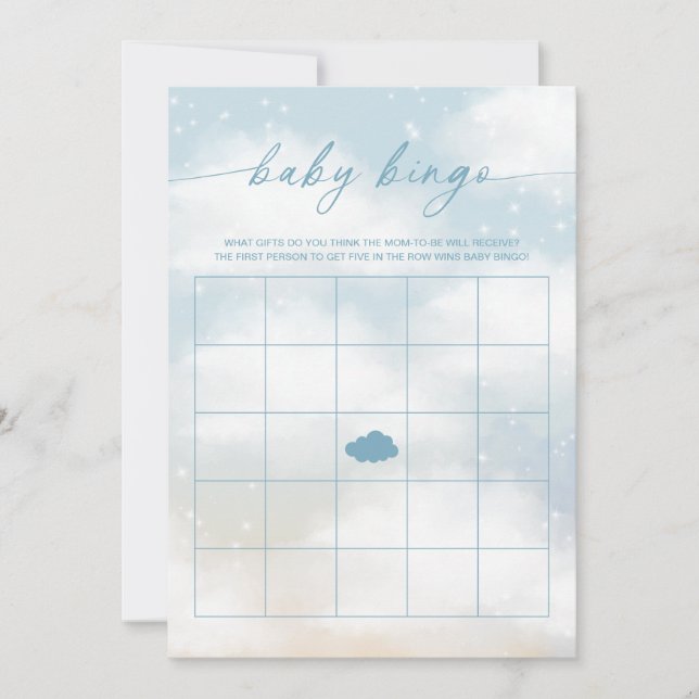 Convite Baby Bingo Cloud 9 Blue Chá de fraldas Game (Frente)