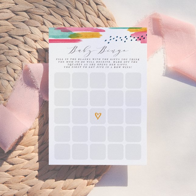 Convite Baby Bingo Modern Abstrato rosa e azul (Criador carregado)
