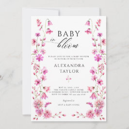 Convite Baby Blodflower Garden Bold Pink Girl Chá