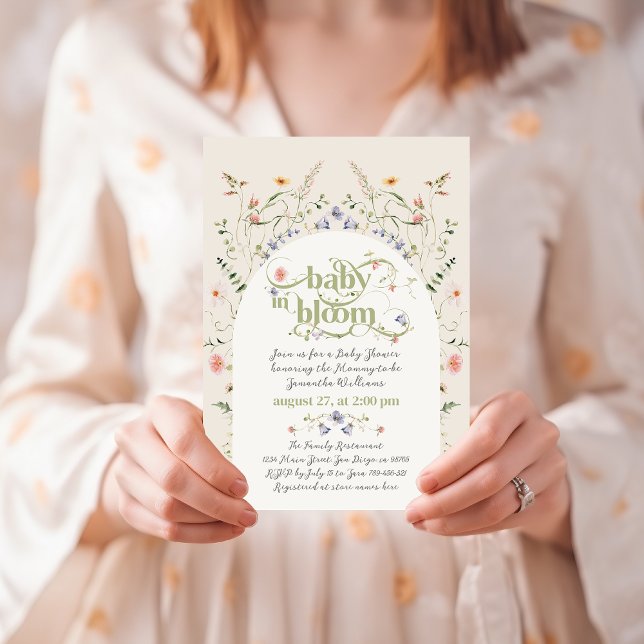Convite Baby Bloom Wildflower Gênero Chá de fraldas neutro (Criador carregado)