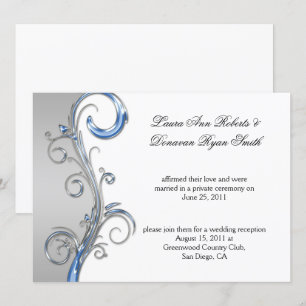 Convite Baby Blue e Prata Ornado Pós Casamento