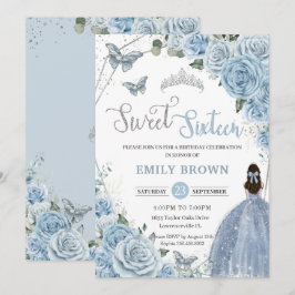 Convite Baby Blue Floral Butterflies Princesa Sweet 16