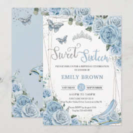 Convite Baby Blue Floral Princess Sweet dezesseis 16º