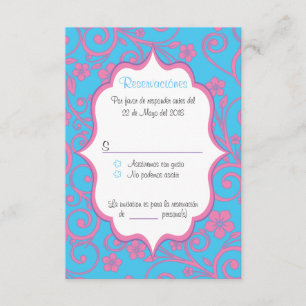 Convite Baby Blue & Rosa claro Quinceañera spanish RSVP