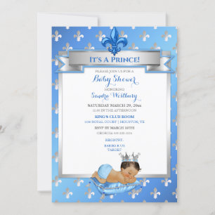 Convite Baby Blue & Silver Fleur de Lis