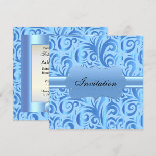 Convite Baby Blue Swirly Party Modelo Design
