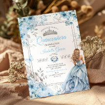 Baby Blue Tiara Floral Borboletas Quinceañera