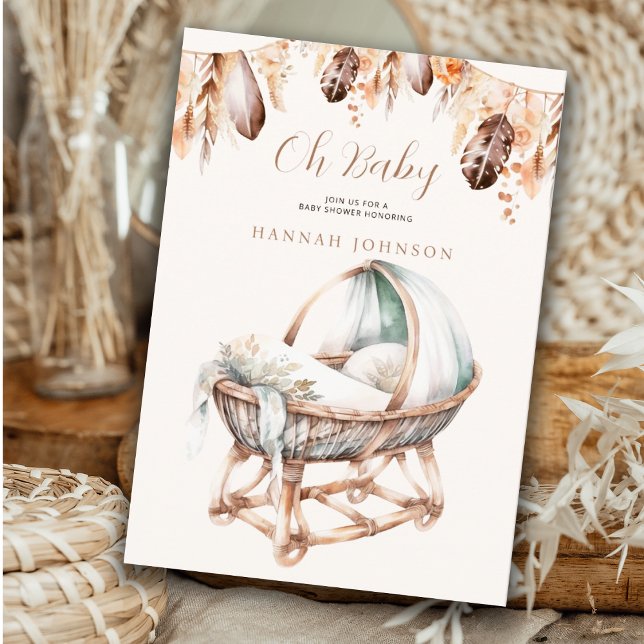 Convite Baby Boho Baby Crib Feenas Boho Chá de fraldas (Criador carregado)