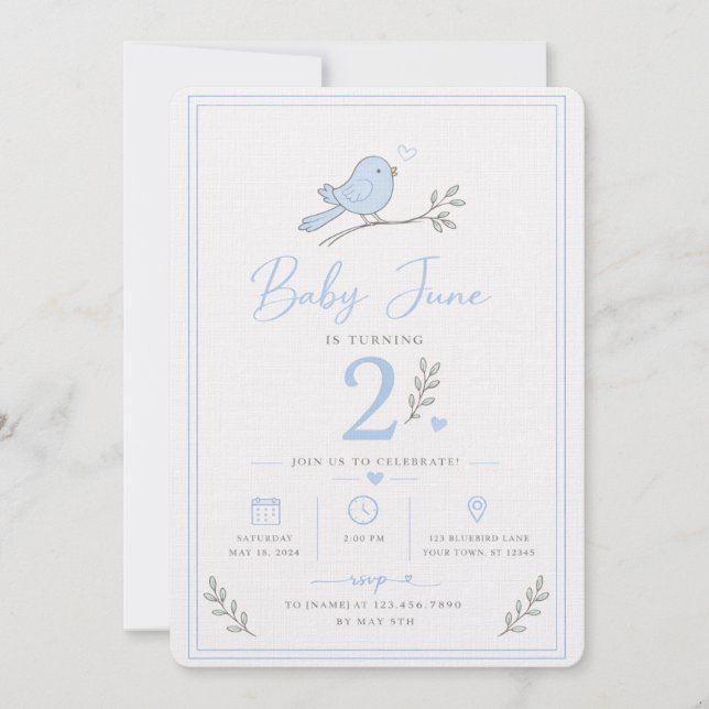 Convite Baby Boy 2nd Birthday Invite (Frente)