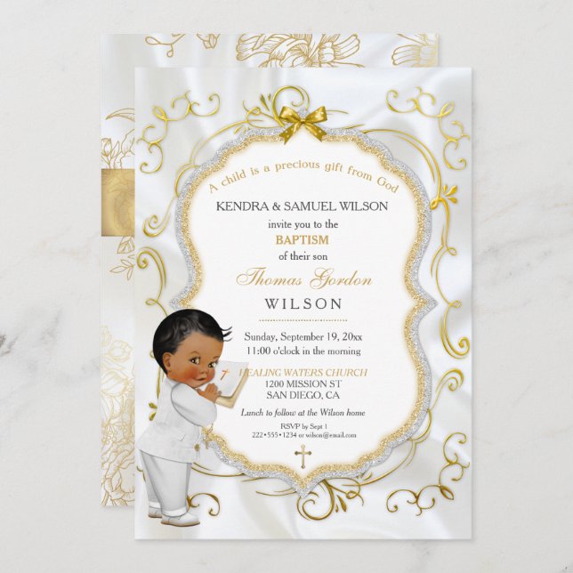 Convite Baby Boy Baptism Communening Bíblia de Natal (Frente/Verso)