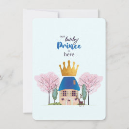 Convite Baby Boy Blue Dourado Prince Castle Chá de fraldas