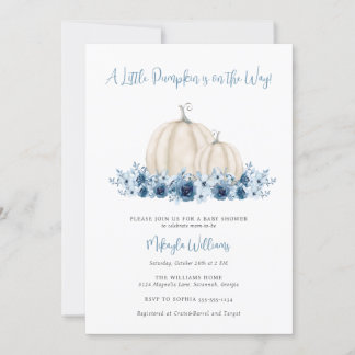 Convite Baby Boy Blue Pumpkin Livros para Chá de fraldas