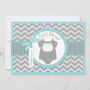 Convite Baby Boy Bow Tie Chevron Print Baby Shower