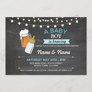 Convite Baby Boy Breers Chá Beers Blue Chalk Invite