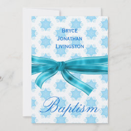 Convite Baby Boy Christening Blue Stars B561