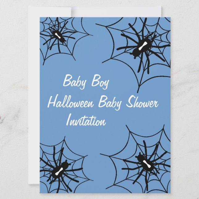 Convite Baby Boy Halloween Chá de fraldas Aranha Invasões (Frente)