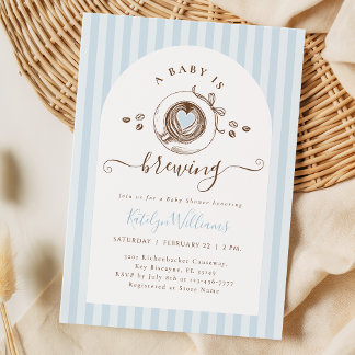 Convite Baby Boy Is Brewing Coffee Baby Shower Invitation