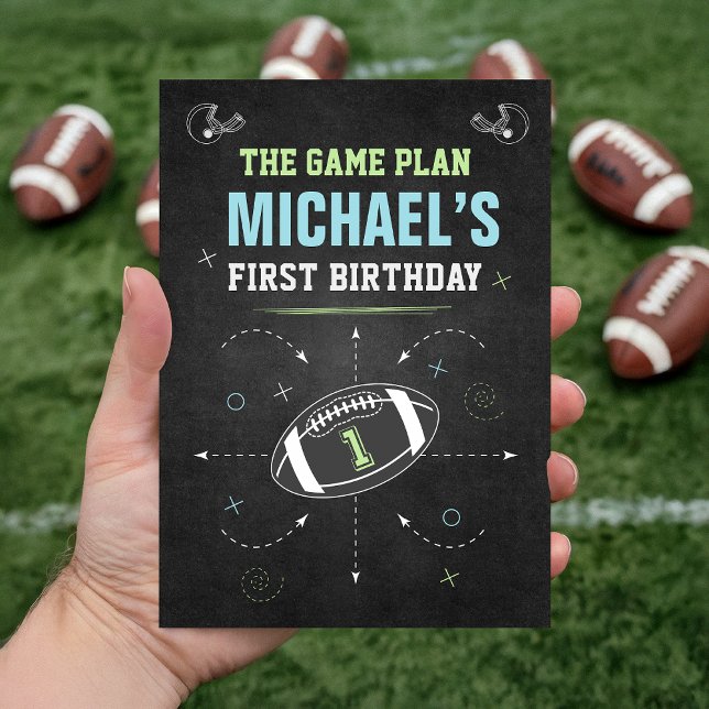 Convite Baby Boy Kid Football Sports First Birthday Party (Criador carregado)